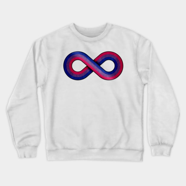 Large Infinity Vector Symbol Striped with Bisexual Pride Flag Crewneck Sweatshirt by LiveLoudGraphics